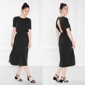 & Other Stories Open Back Lace trim midi dress black stretch Sz 2